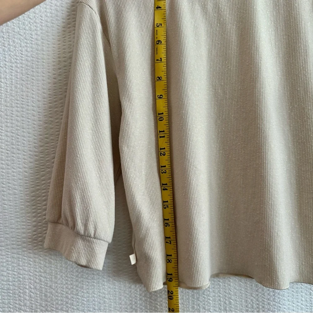 Athleta Girl Changemaker Ribbed Sweatshirt Pullover Oatmeal Girls Medium 8 10